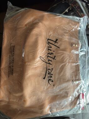 thirty-one Cognac Pebbled Tote with Logo Detail